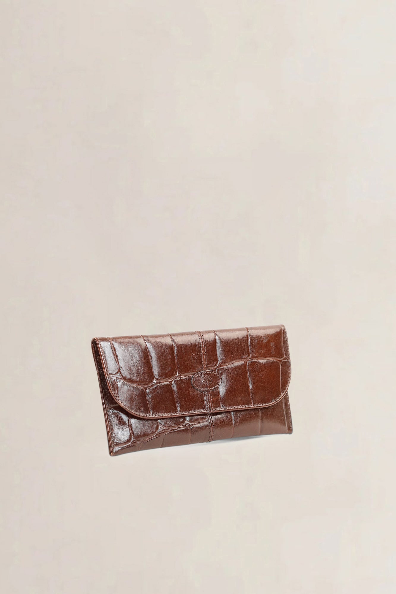 Mulberry Brown Croco Embossed Leather Wallet