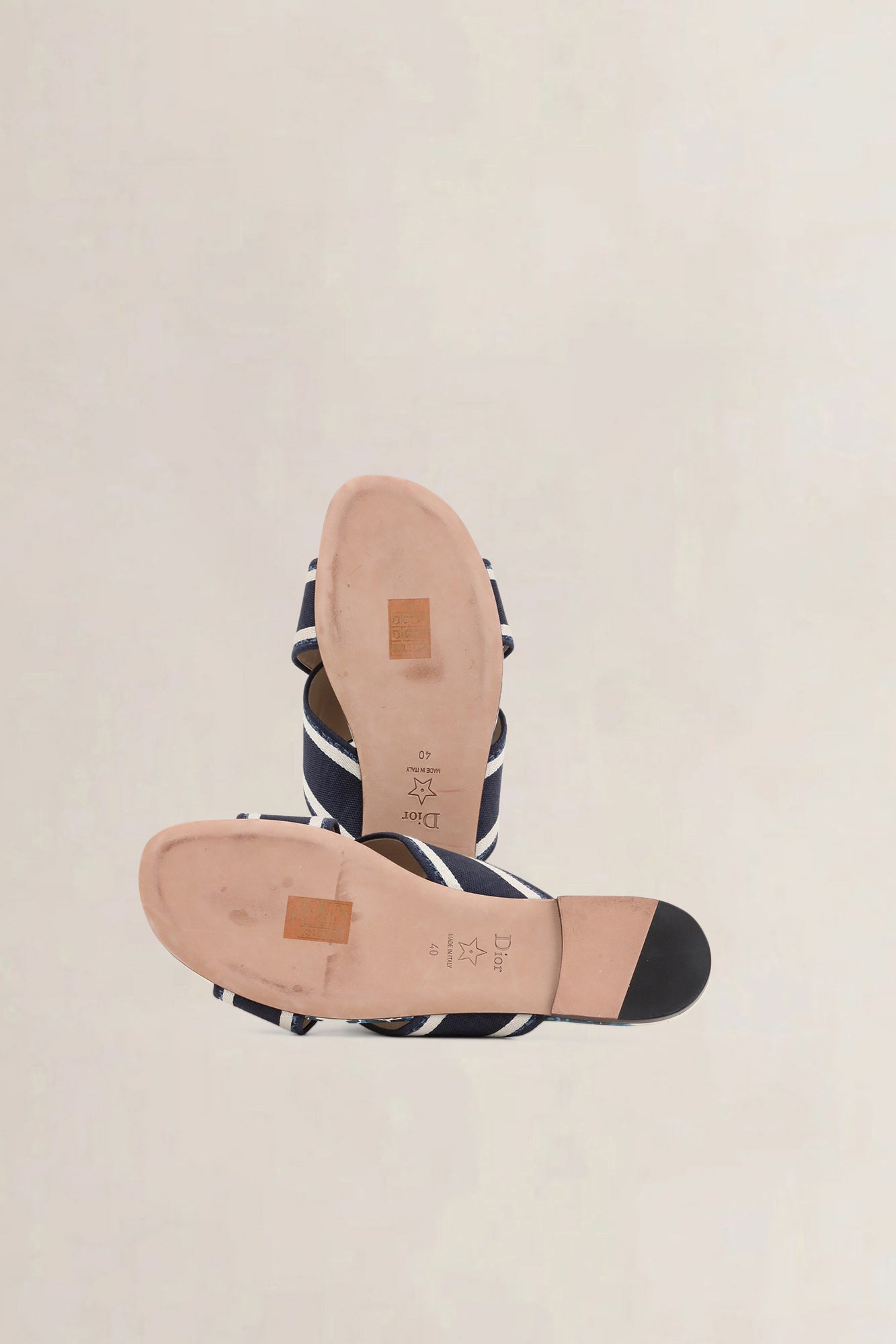 Christian Dior Navy Blue Dway Criss Cross Slide Sandals