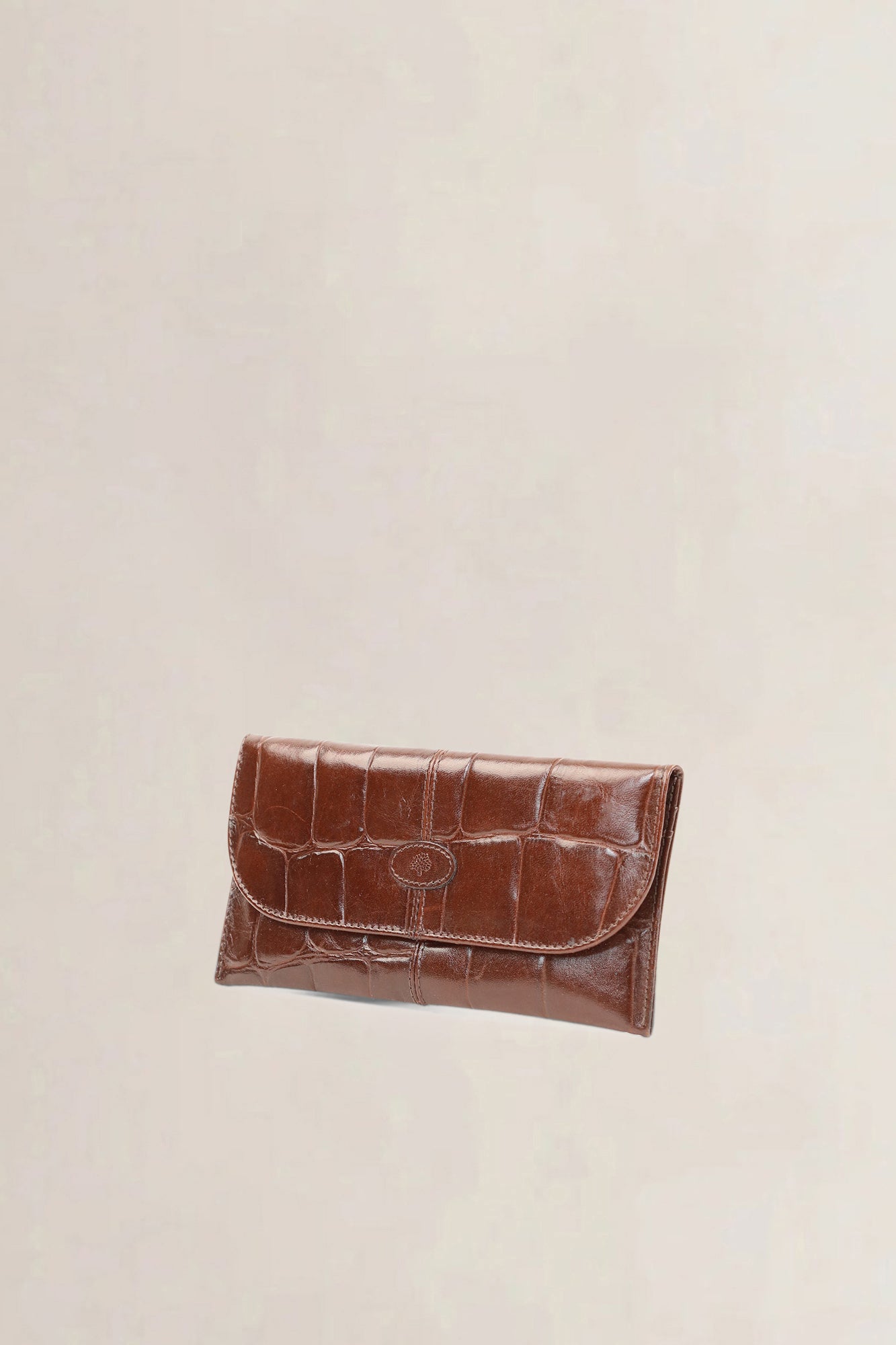 Mulberry Brown Croco Embossed Leather Wallet