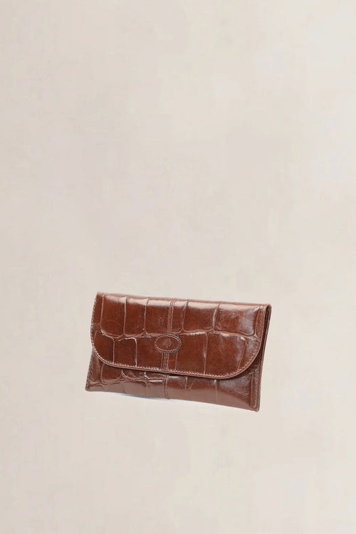 Mulberry Brown Croco Embossed Leather Wallet