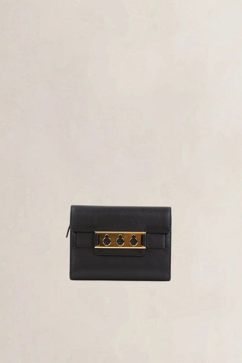 Delvaux Black Tempête Compact Leather Wallet