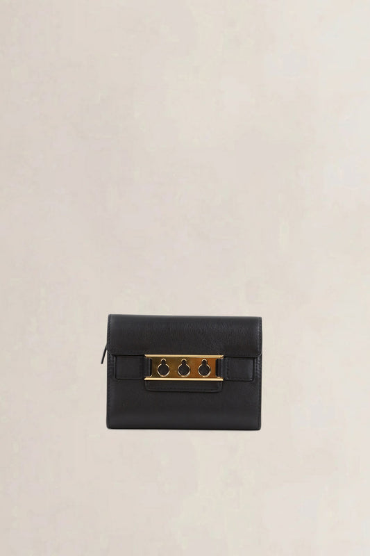 Delvaux Black Tempête Compact Leather Wallet
