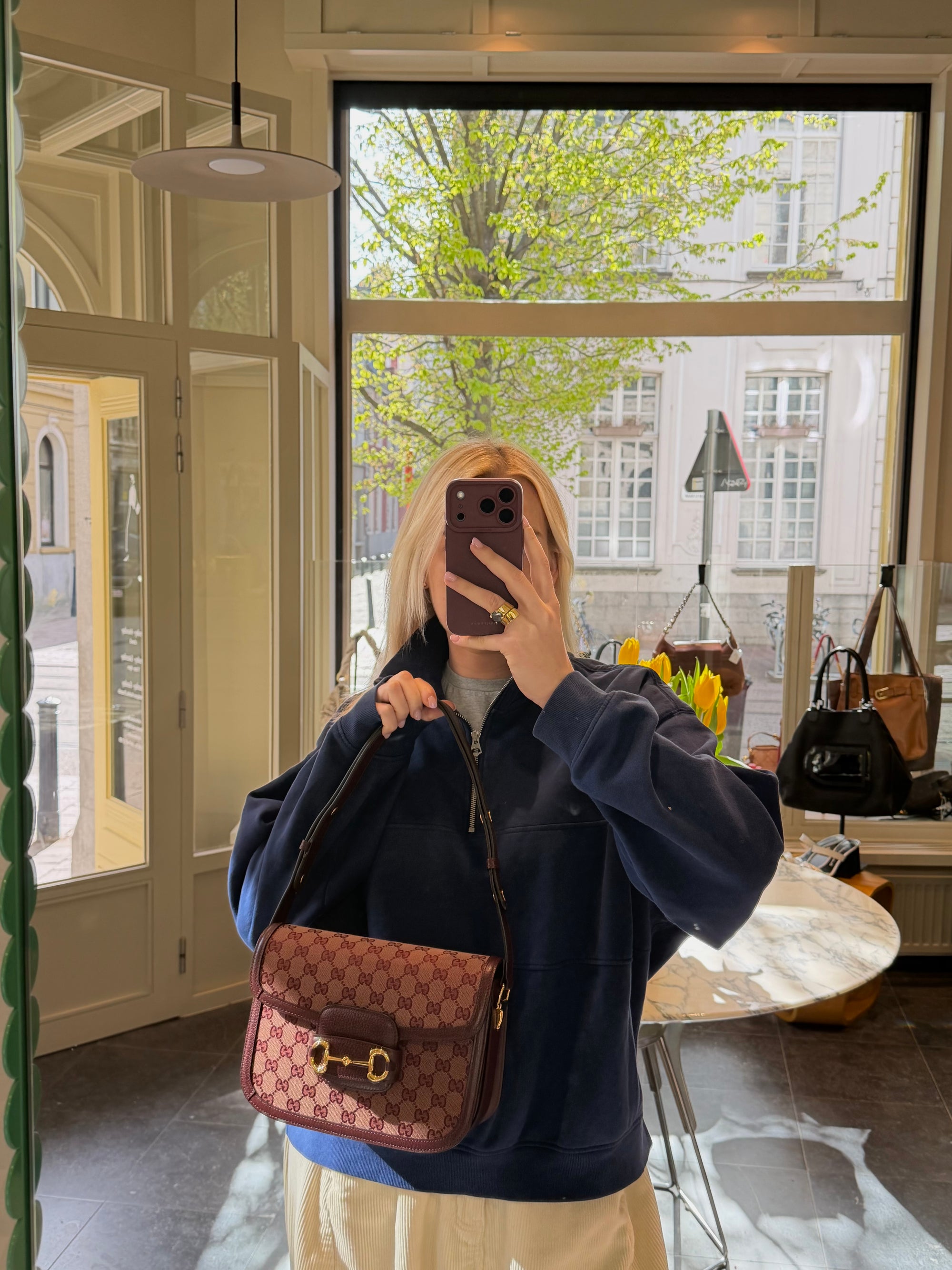 Gucci Burgundy Horsebit Crossbody Bag