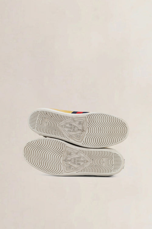 Gucci Ace Floral Embroidered Metallic Gold Sneakers