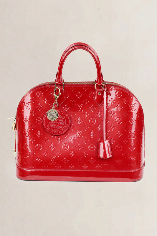 Louis Vuitton Red Patent Leather Alma GM Top Handle Bag