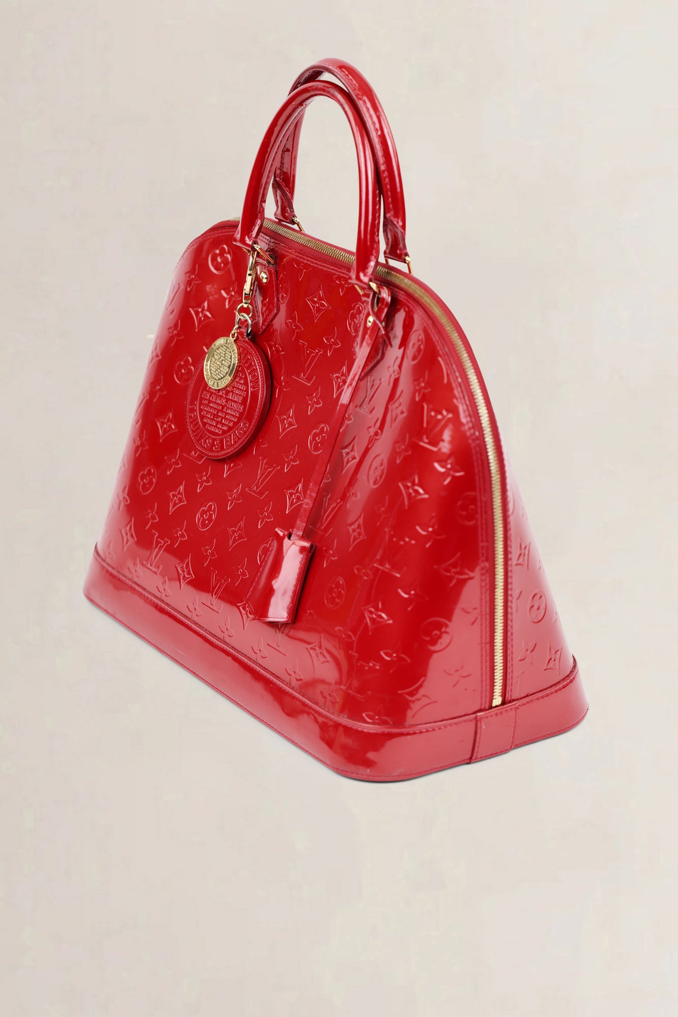 Louis Vuitton Red Patent Leather Alma GM Top Handle Bag