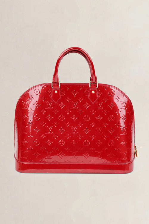 Louis Vuitton Red Patent Leather Alma GM Top Handle Bag