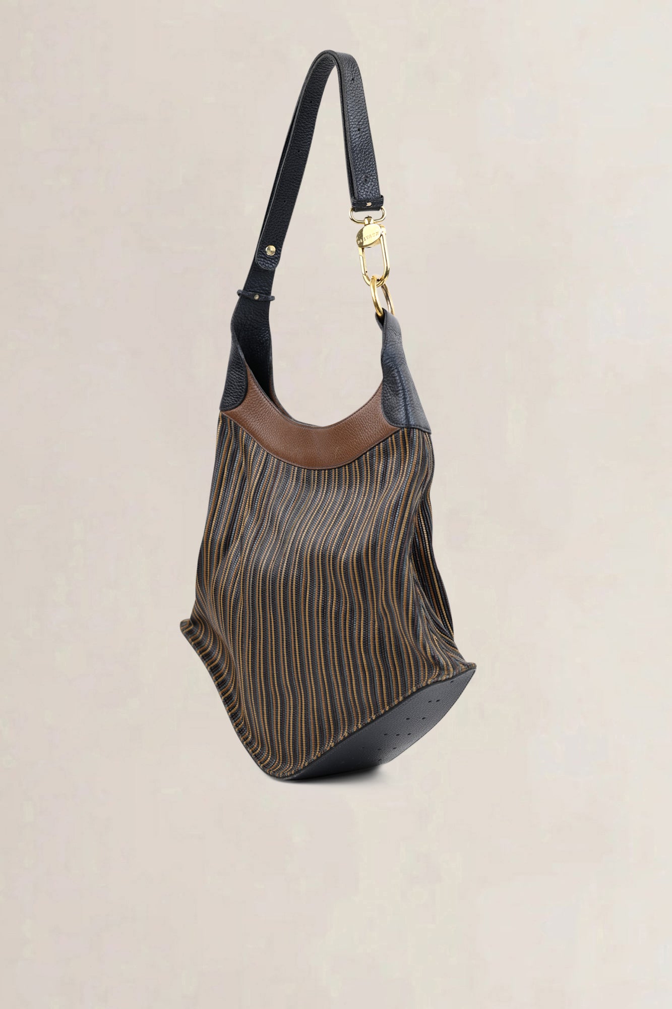 Delvaux Blue/Brown Toile De Cuir Satan Shoulder Bag