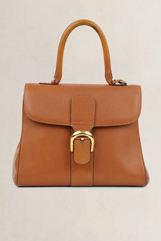 Delvaux Cognac Brillant MM Top Handle Bag
