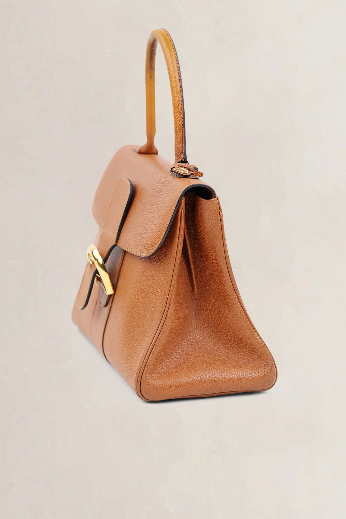 Delvaux Cognac Brillant MM Top Handle Bag