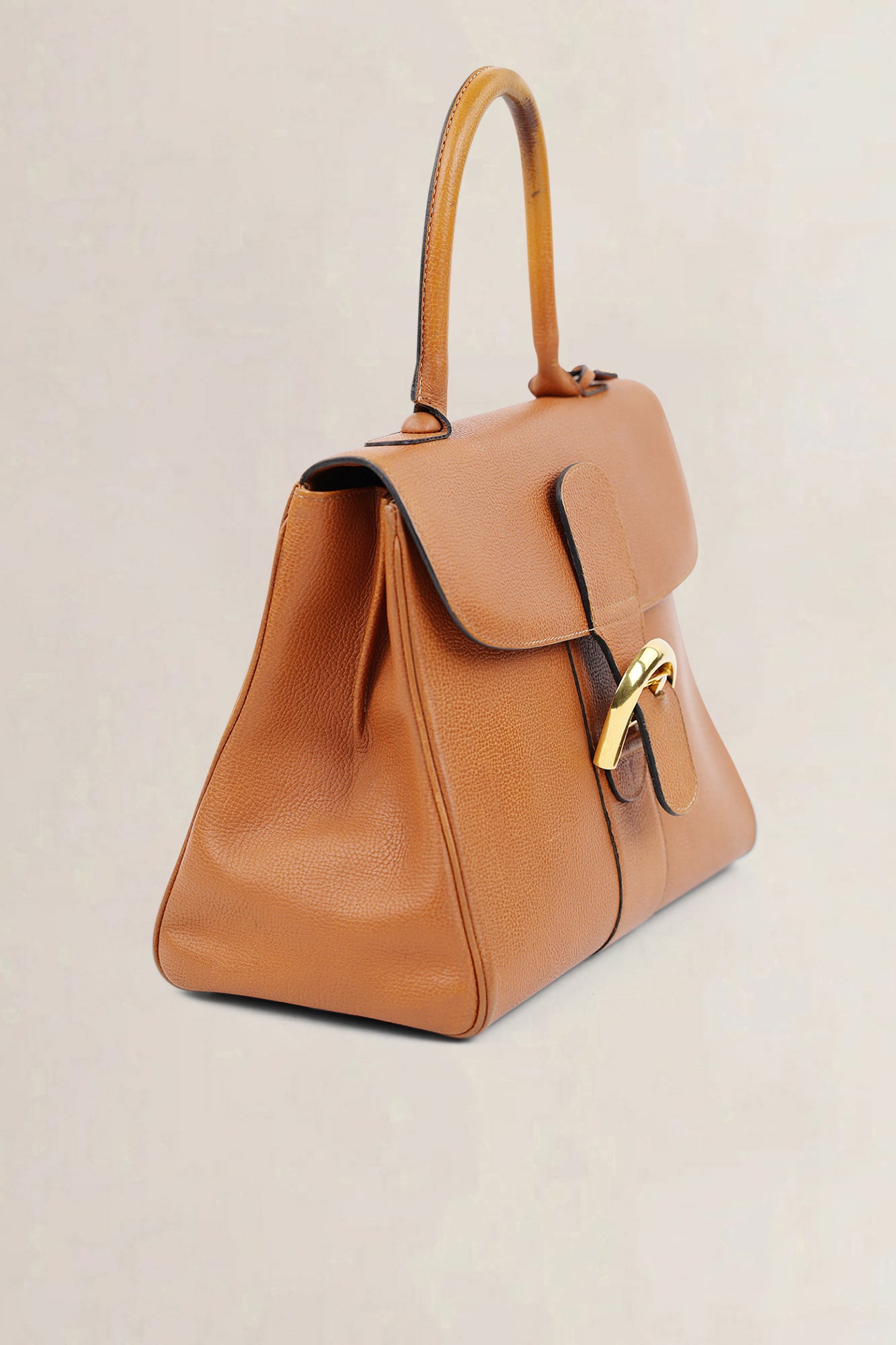 Delvaux Cognac Brillant MM Top Handle Bag