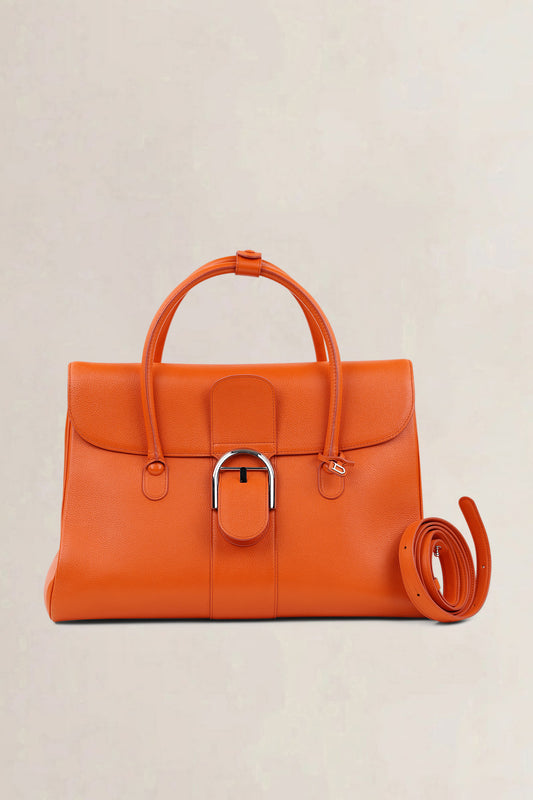 Delvaux Orange Brillant Double Poignée Shoulder Bag