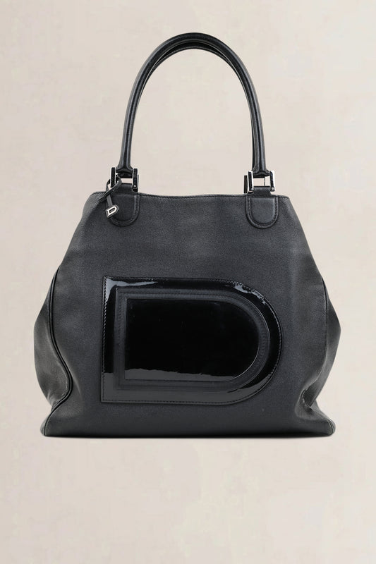 Delvaux Black Louise Satchel Allure Vernis Shoulder Bag