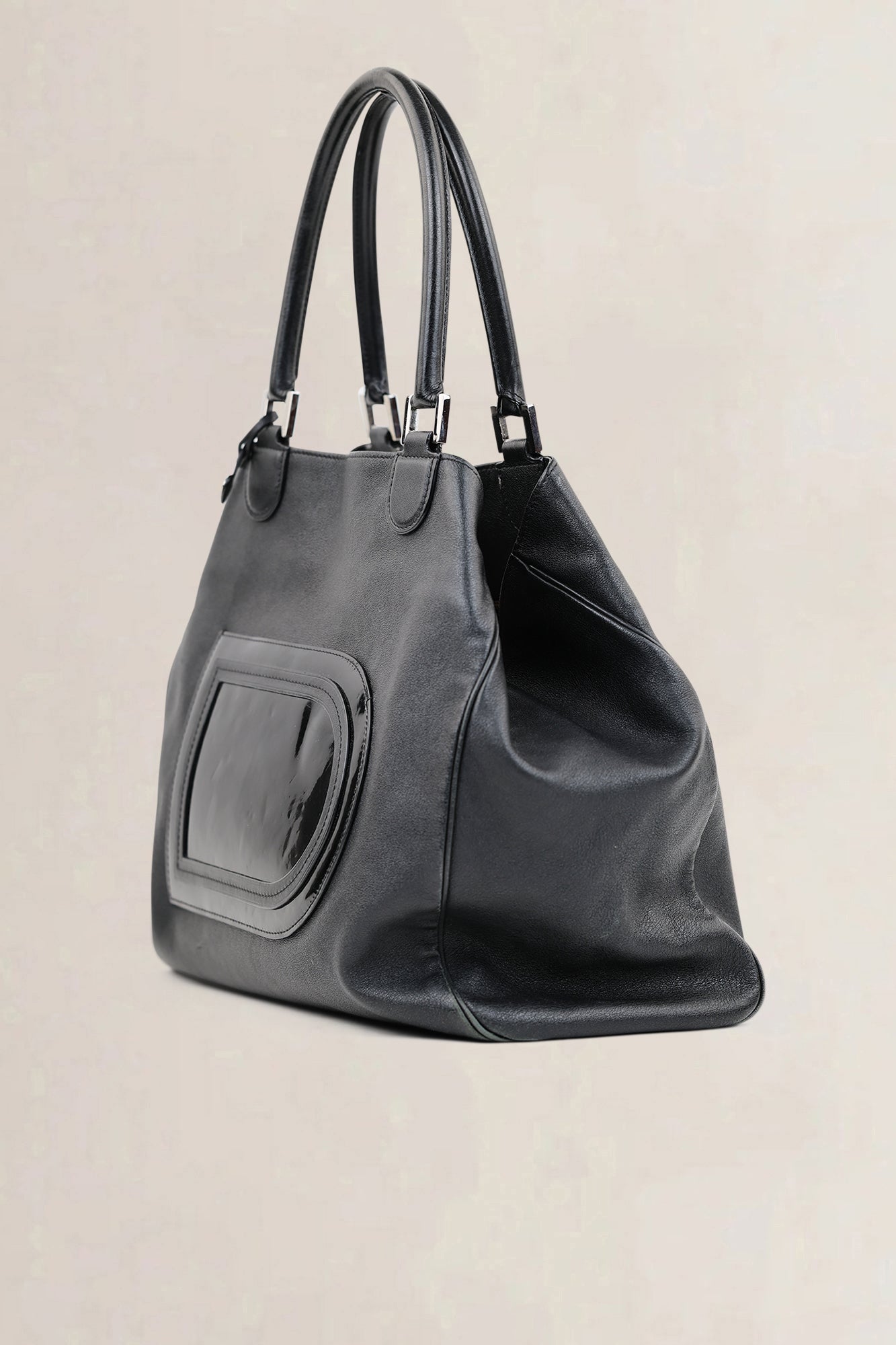 Delvaux Black Louise Satchel Allure Vernis Shoulder Bag
