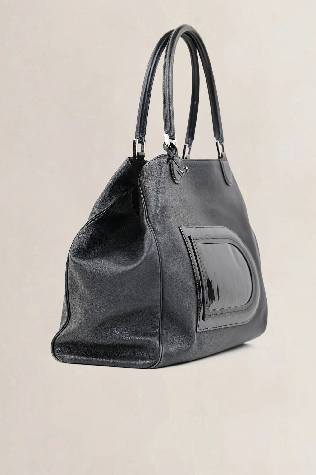 Delvaux Black Louise Satchel Allure Vernis Shoulder Bag