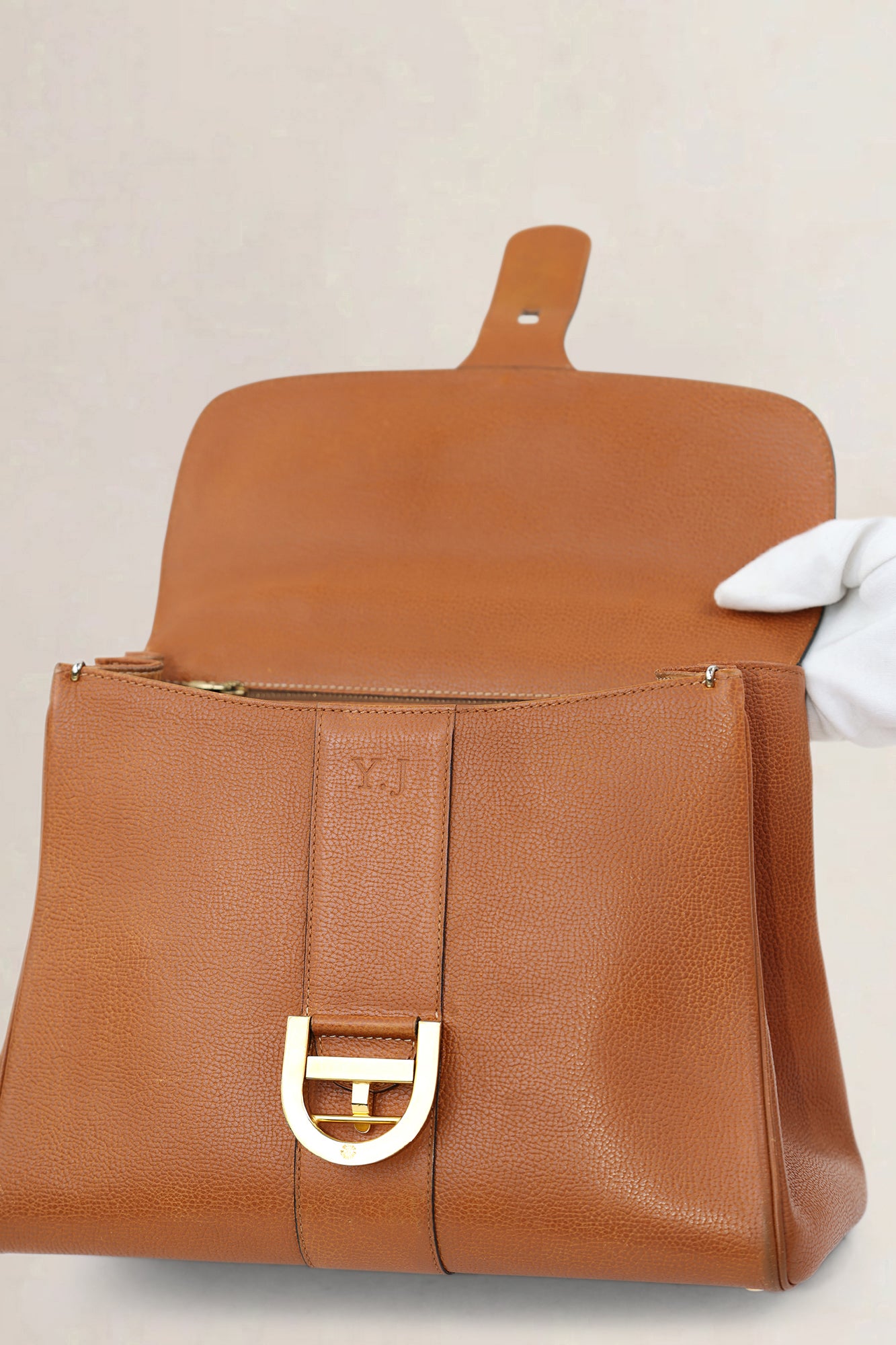 Delvaux Cognac Brillant MM Top Handle Bag