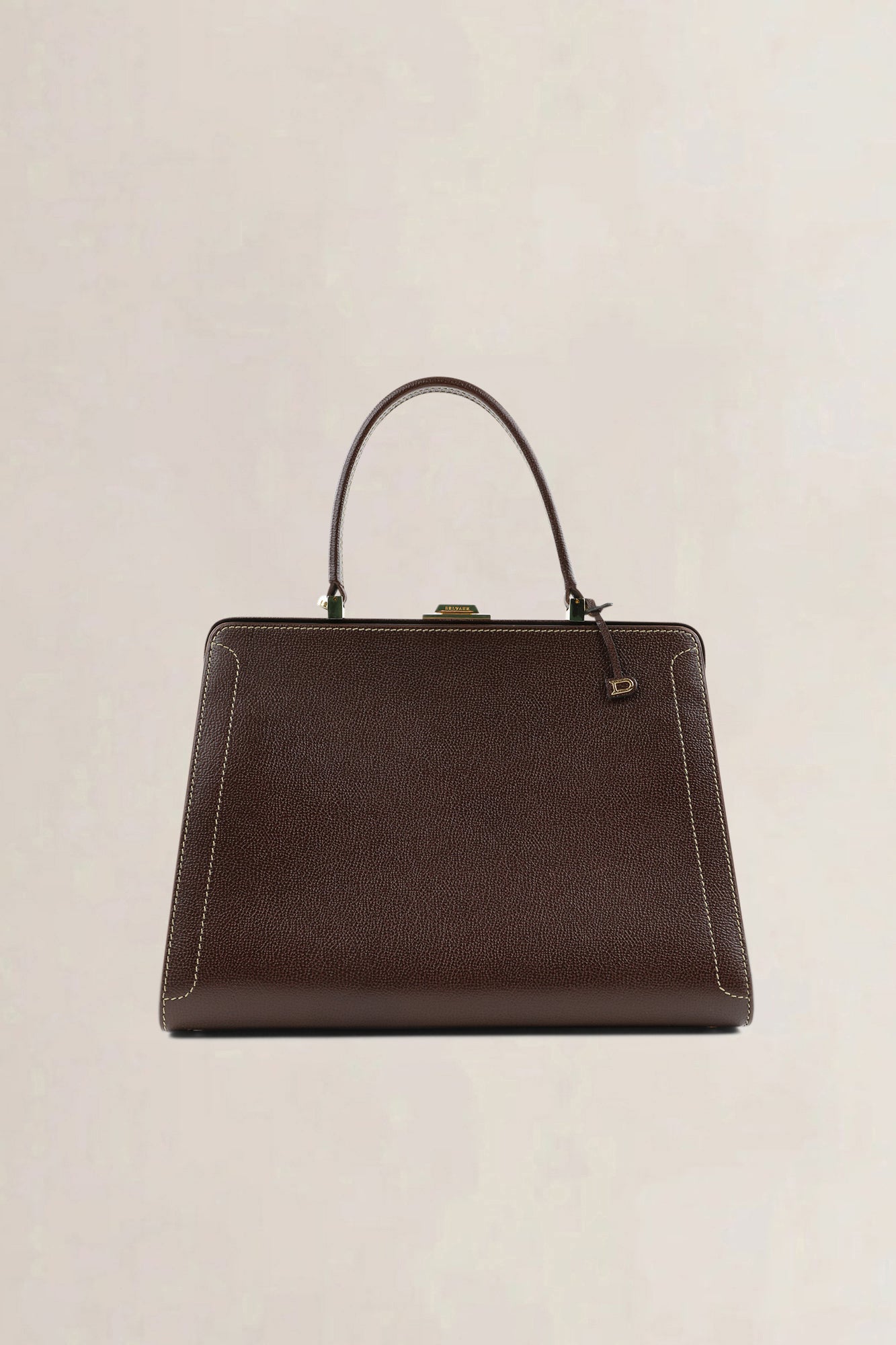 Sac top handle Delvaux Classico GM en cuir jumping calf brun