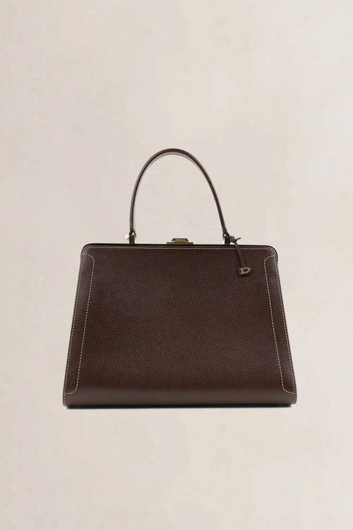 Sac top handle Delvaux Classico GM en cuir jumping calf brun