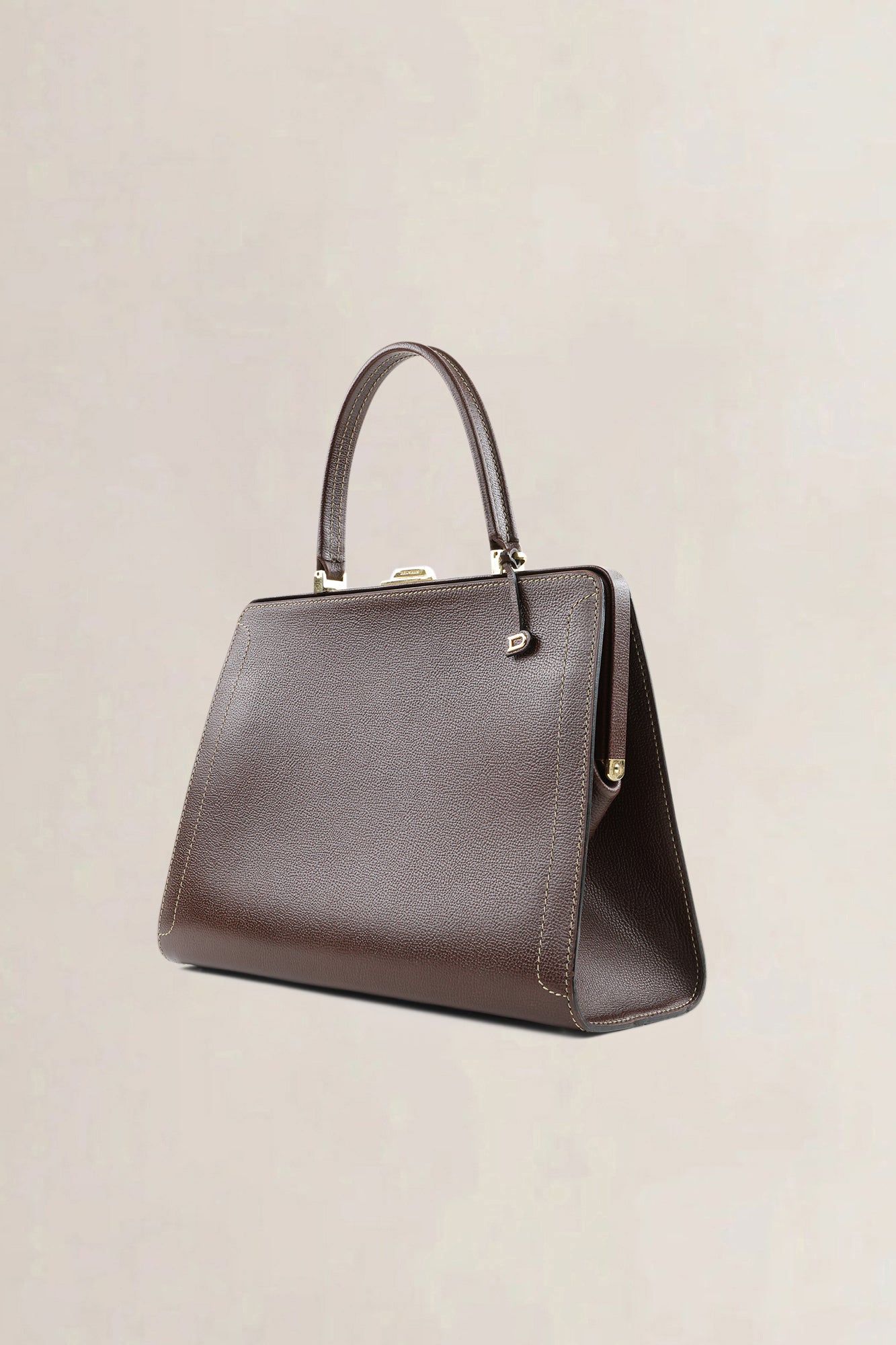 Sac top handle Delvaux Classico GM en cuir jumping calf brun