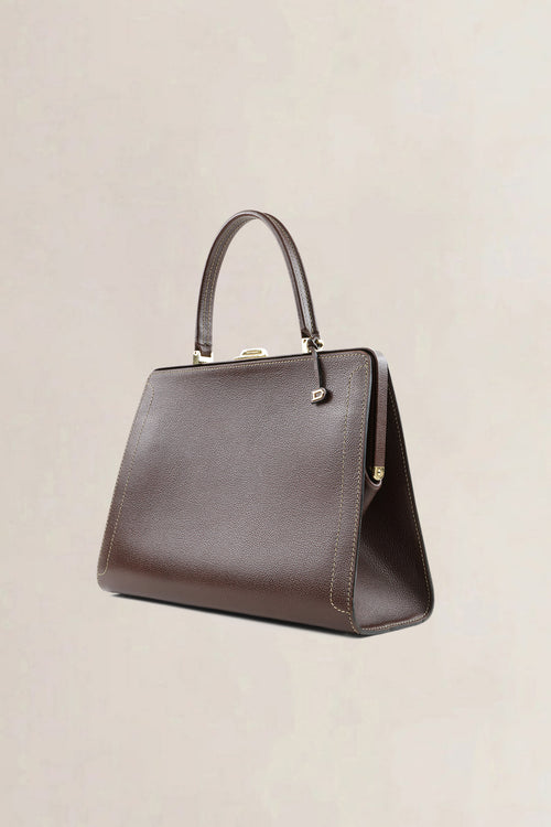 Sac top handle Delvaux Classico GM en cuir jumping calf brun