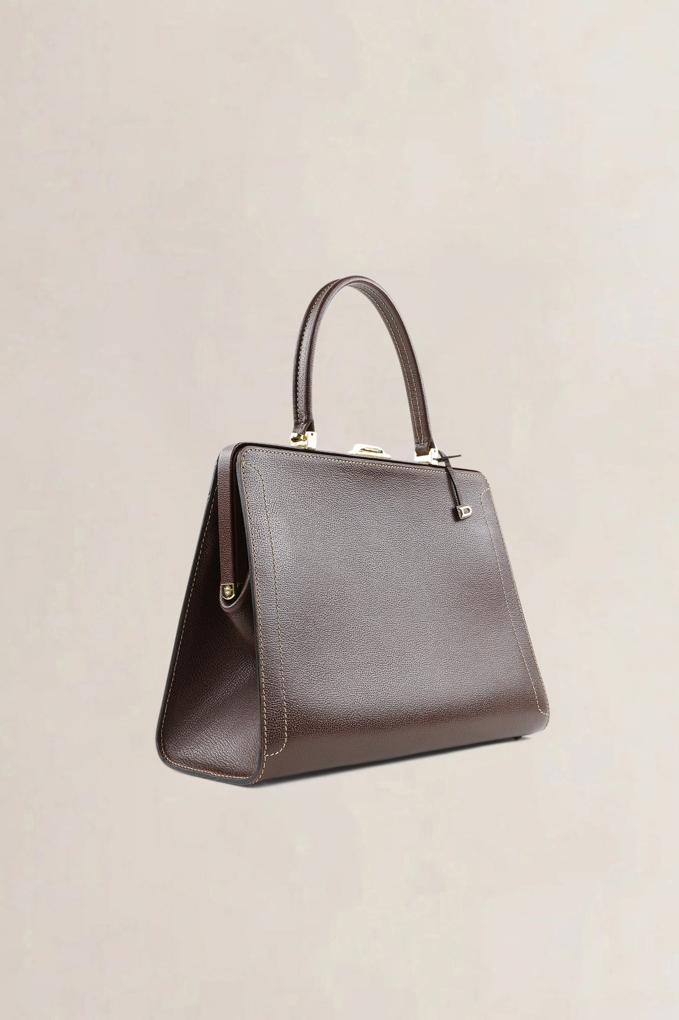 Sac top handle Delvaux Classico GM en cuir jumping calf brun