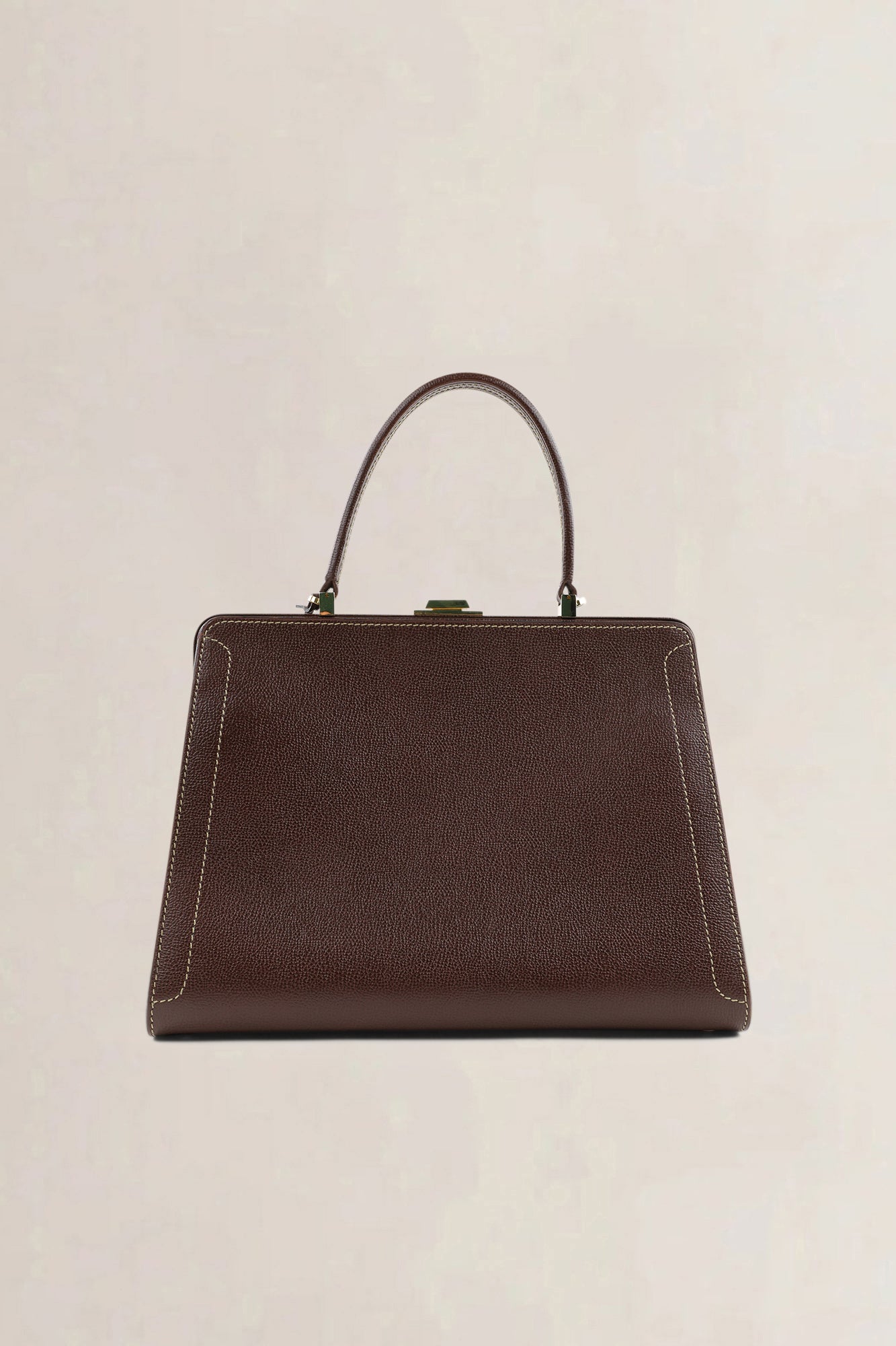 Sac top handle Delvaux Classico GM en cuir jumping calf brun