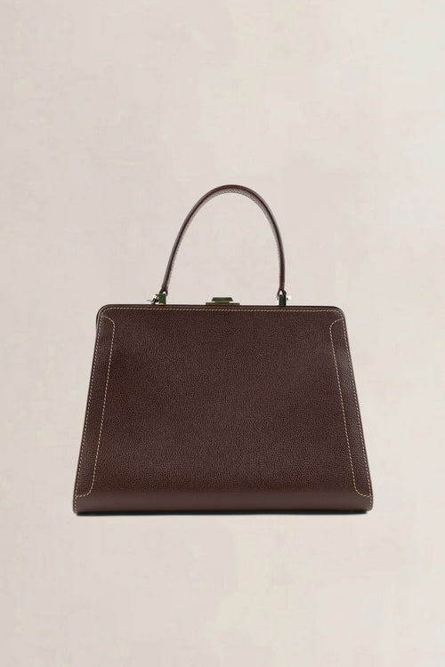 Sac top handle Delvaux Classico GM en cuir jumping calf brun