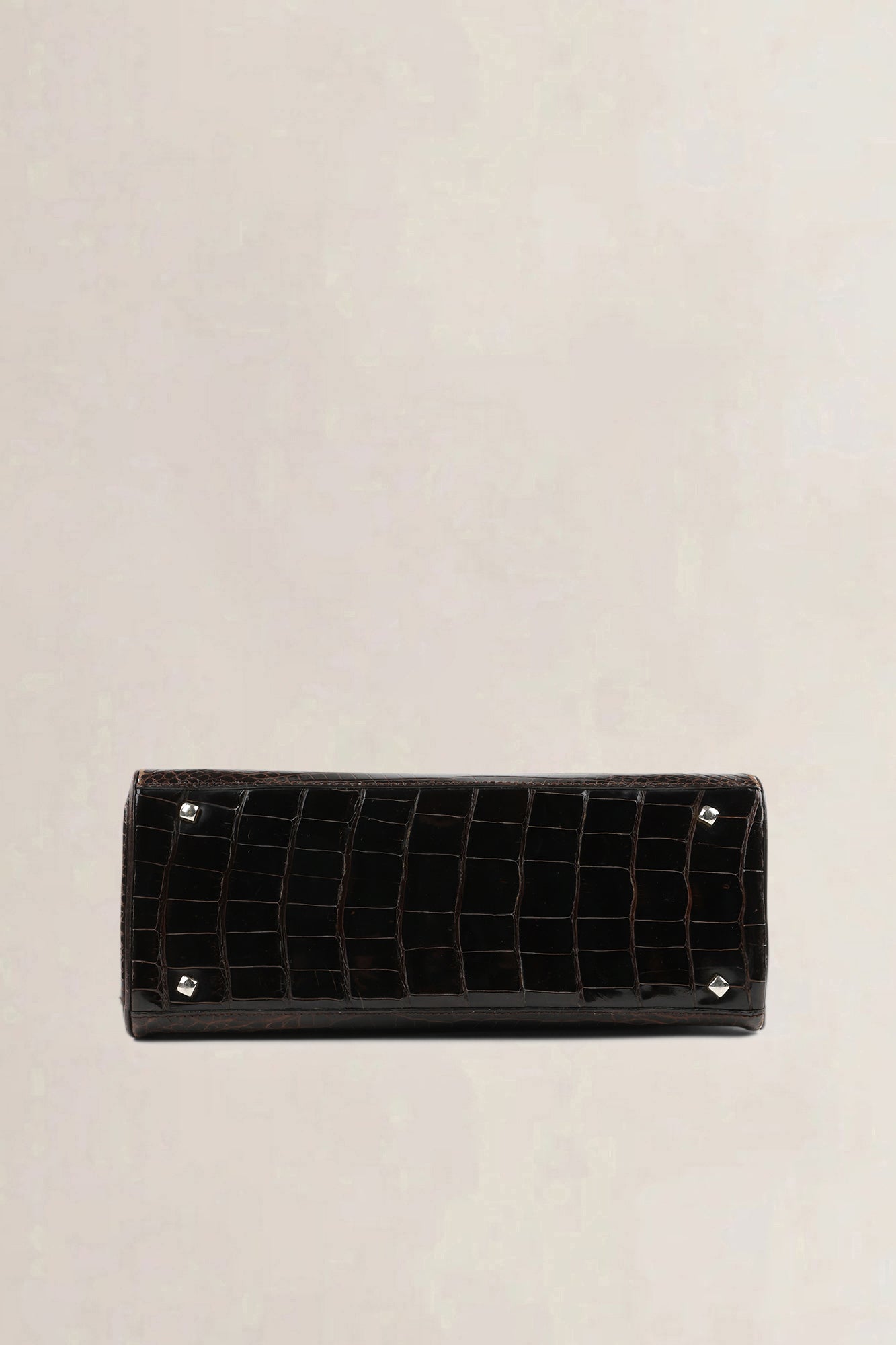 Sac top handle Delvaux Tempête PM en cuir de crocodile brun