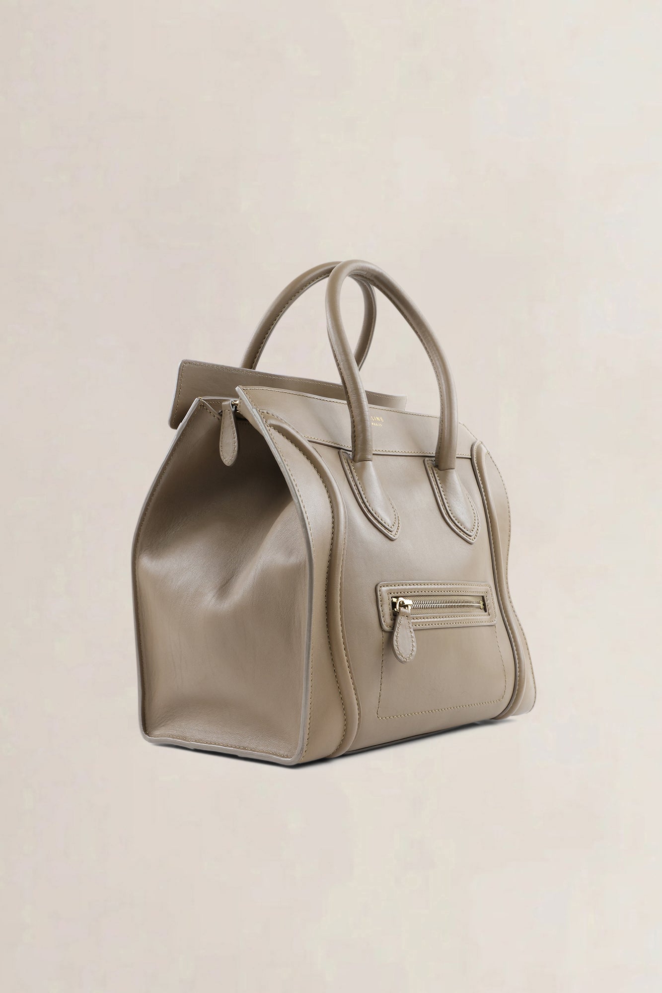 Sac Céline Luggage Mini en cuir taupe