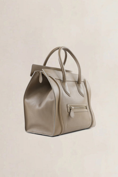 Sac Céline Luggage Mini en cuir taupe