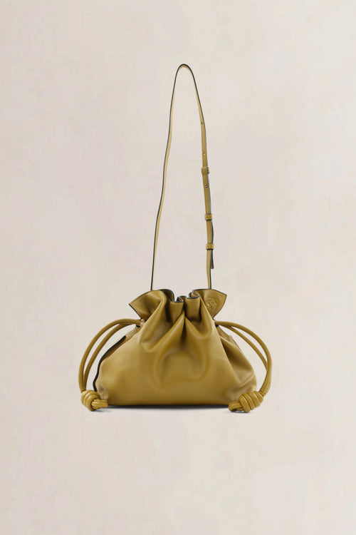 Sac à épaule Loewe Flamenco en veau jaune moutarde