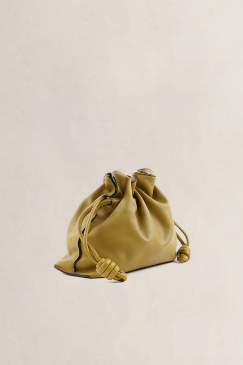 Sac à épaule Loewe Flamenco en veau jaune moutarde