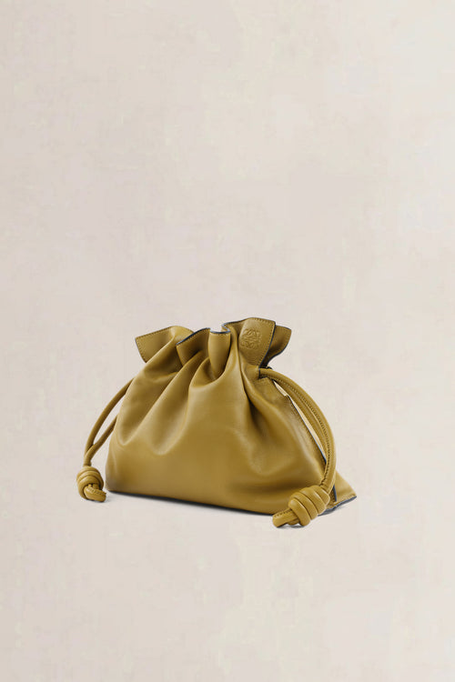 Sac à épaule Loewe Flamenco en veau jaune moutarde