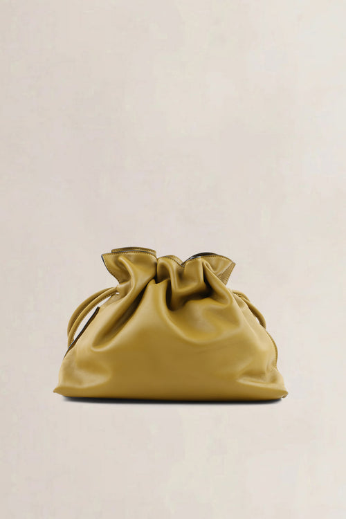 Sac à épaule Loewe Flamenco en veau jaune moutarde