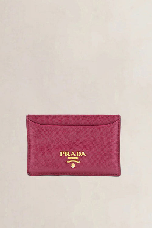 Porte-cartes Prada en cuir Saffiano fuchsia