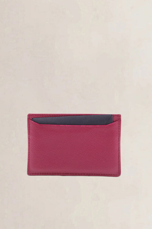 Porte-cartes Prada en cuir Saffiano fuchsia