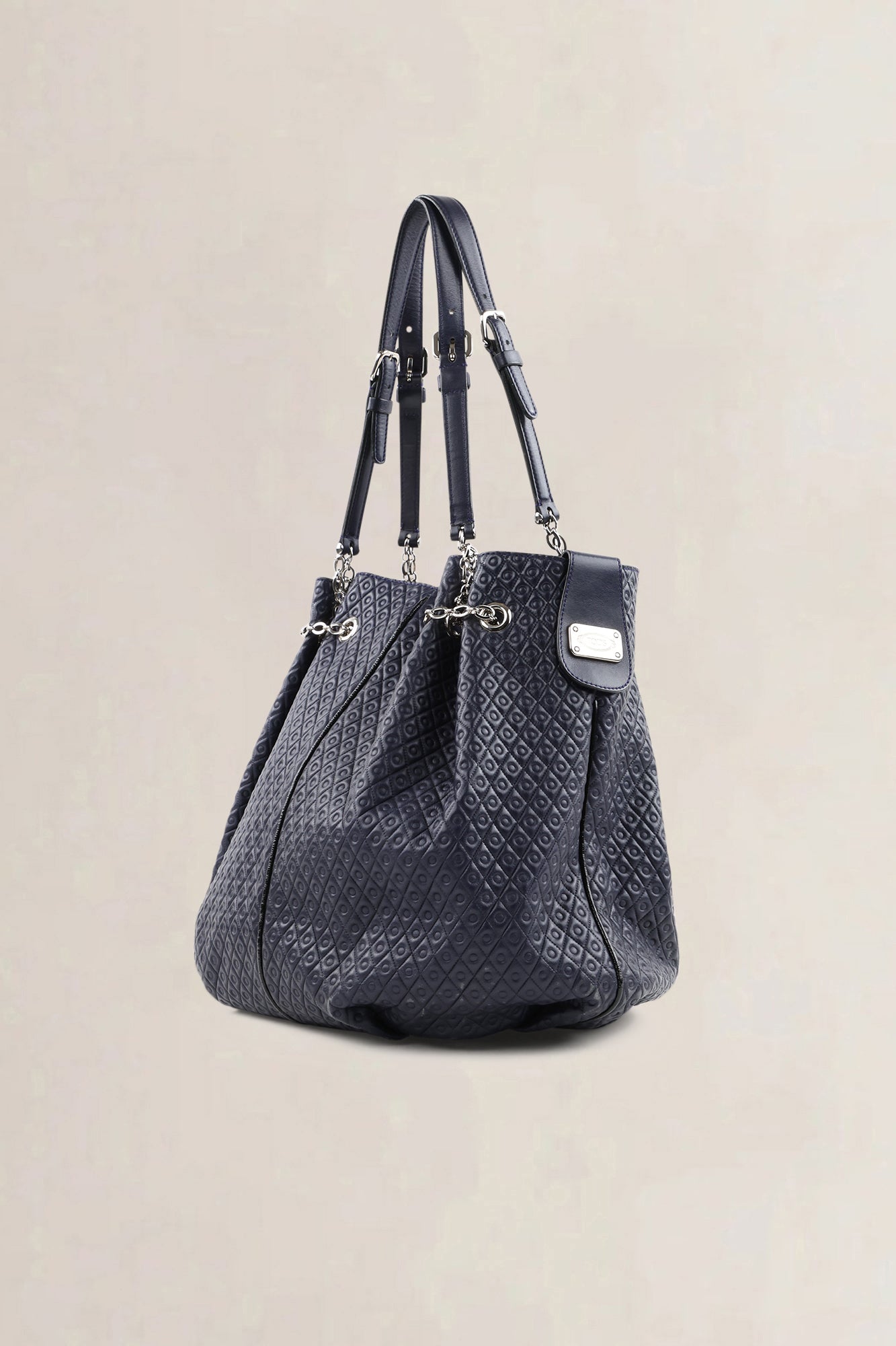 Sac à épaule Tod's en cuir verni bleu marine