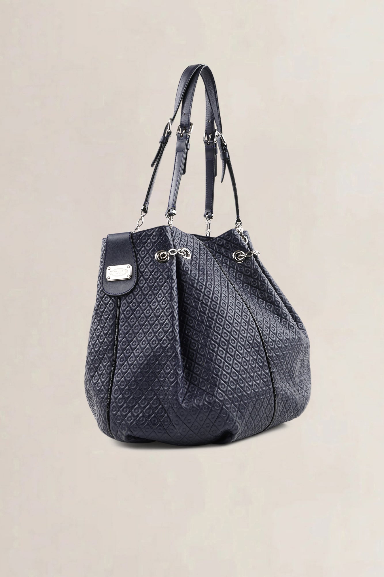 Sac à épaule Tod's en cuir verni bleu marine
