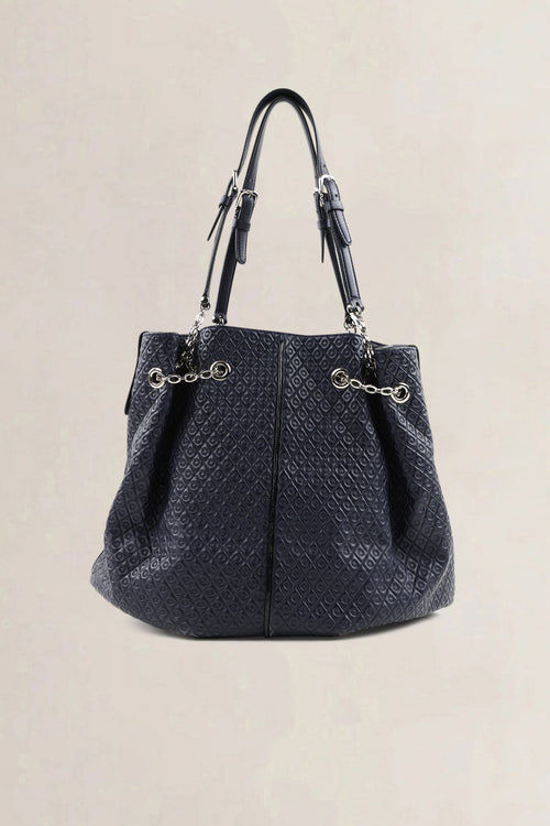 Sac à épaule Tod's en cuir verni bleu marine