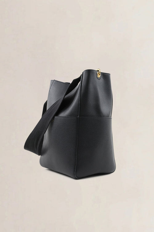 Sac seau Céline Sangle en veau noir