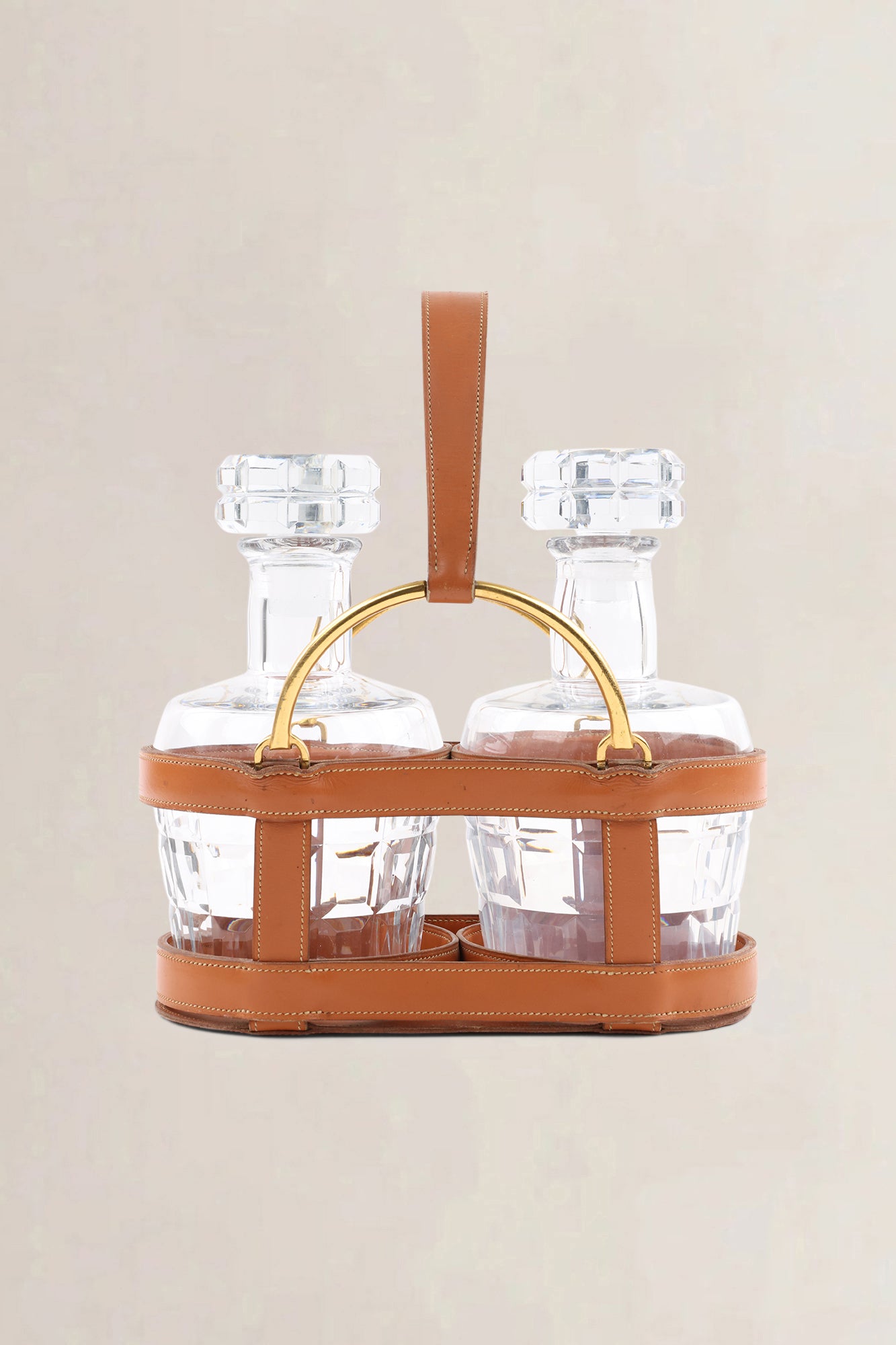 Hermès Leather Bottle Holder by Adnet 1960 — vintage