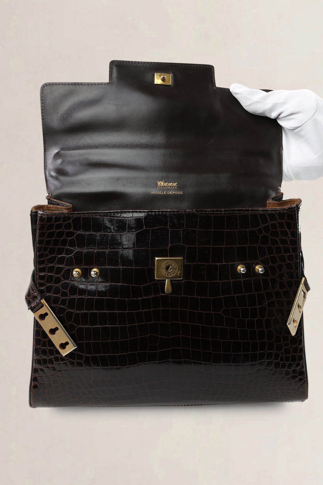 Delvaux Tempête PM brown crocodile — vintage