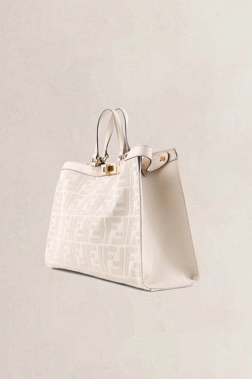 Sac à épaule Fendi Medium Peekaboo en toile crème et cuir Vitello King