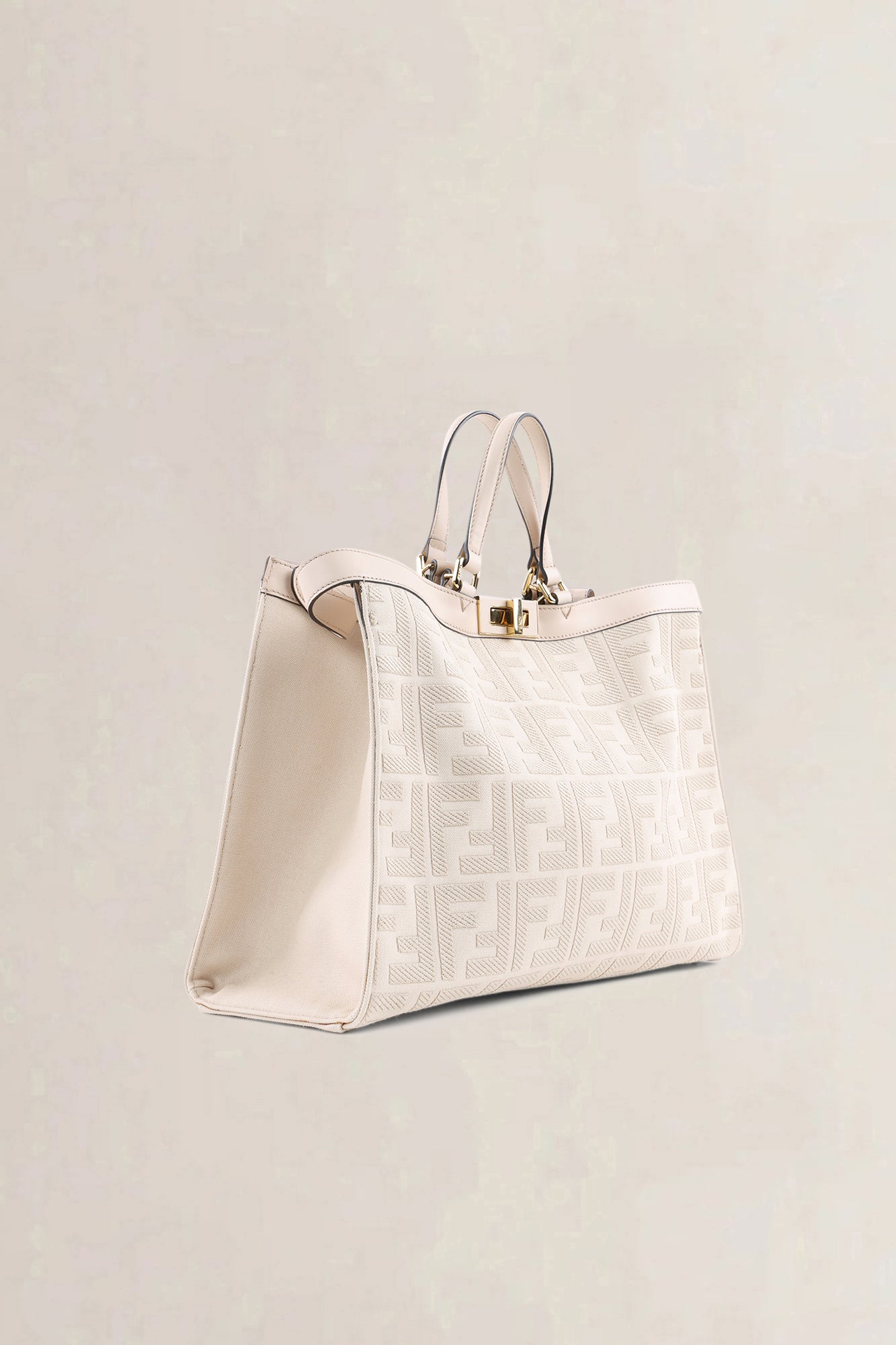 Sac à épaule Fendi Medium Peekaboo en toile crème et cuir Vitello King