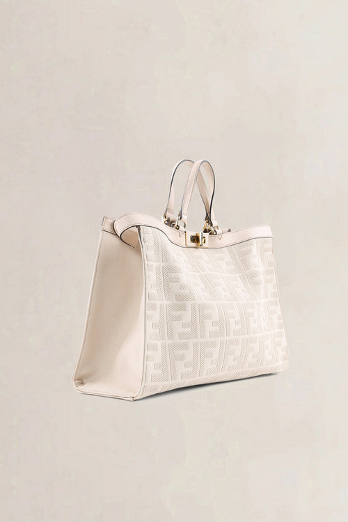 Sac à épaule Fendi Medium Peekaboo en toile crème et cuir Vitello King