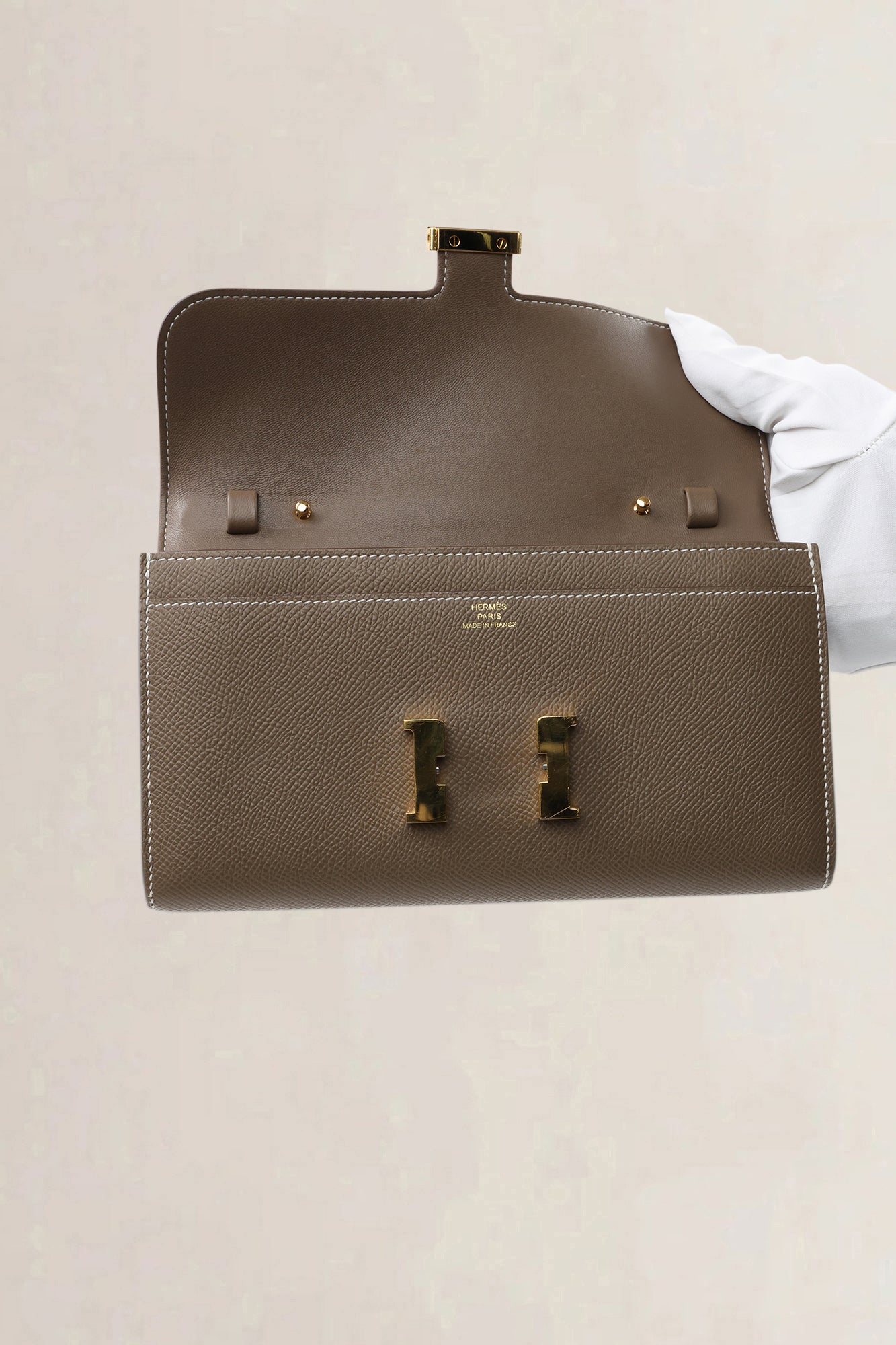 Hermès Etoupe Constance Long Wallet To Go — vintage