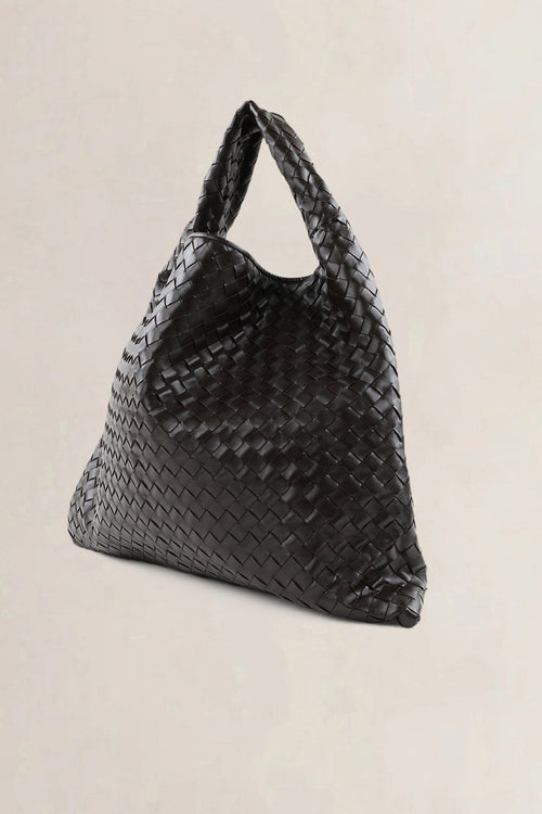 Bottega Veneta Hop schoudertas in bruin intrecciato leer