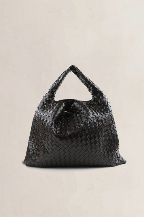 Bottega Veneta Hop schoudertas in bruin intrecciato leer