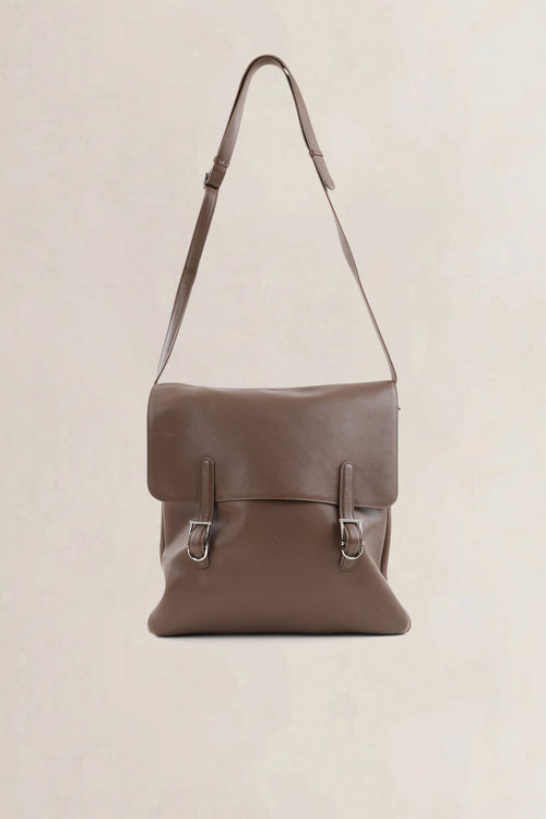 Delvaux Taupe Leather Kot Kot Crossbody Bag