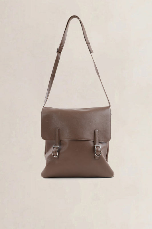 Delvaux Taupe Leather Kot Kot Crossbody Bag — preloved NOOS Ghent